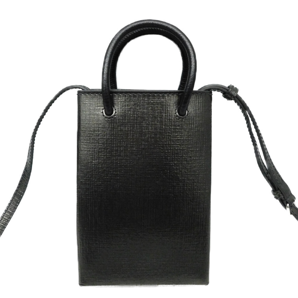 BALENCIAGA Shoulder Bag Crossbody Leather Logo Black - Picture 2 of 6